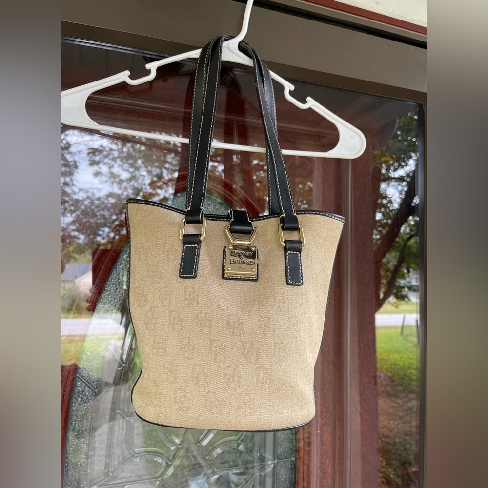 Dooney & Bourke Beige Tote with Black Accents